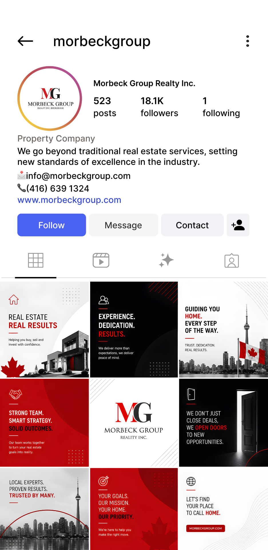 Morbeck Group Realty social media grid showcase